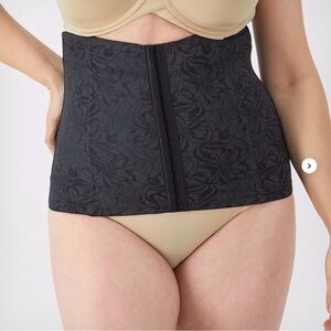 Maiden-form Black Tummy Solution Waist Shaper, Trainer Black Floral Print Large
